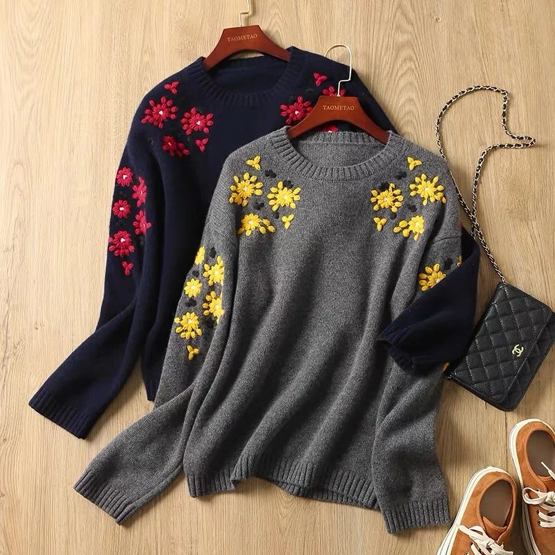 Flower Crochet Knit Sweater Pullover Women Elegant Vintage Fashion Loose Tops 2025 Spring Long Sleeve O-neck Ladies Jumpers
Flower Crochet Knit Sweater Pullover Women Elegant Vintage Fashion Loose Tops 2025 Spring Long Sleeve O-neck Ladies Jumpers