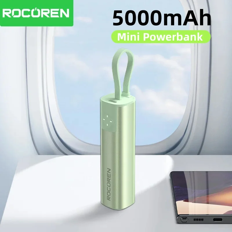 Rocoren Mini Power Bank 5000mAh With LED Lamp Fast Charging Powerbank Portable External Battery Built in Cable For iPhone Xiaomi
Rocoren Mini Power Bank 5000mAh With LED Lamp Fast Charging Powerbank Portable External Battery Built in Cable For iPhone Xiaomi