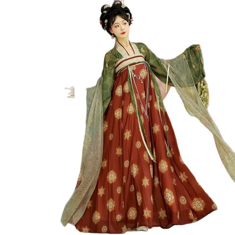 Cao Zhou Xinyue's original Hanfu female, Tang-made chest-length printed skirt 
Cao Zhou Xinyue's original Hanfu female, Tang-made chest-length printed skirt