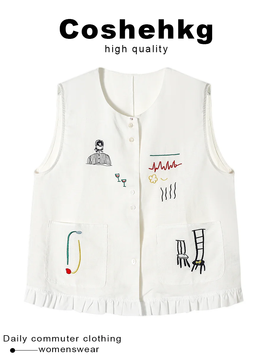 Coshehkg Embroidered Lace Trim Sleeveless Vest Women's Summer Loose Slimming Layering Top City Commute Style round Neck Singl...
Coshehkg Embroidered Lace Trim Sleeveless Vest Women's Summer Loose Slimming Layering Top City Commute Style round Neck Singl...