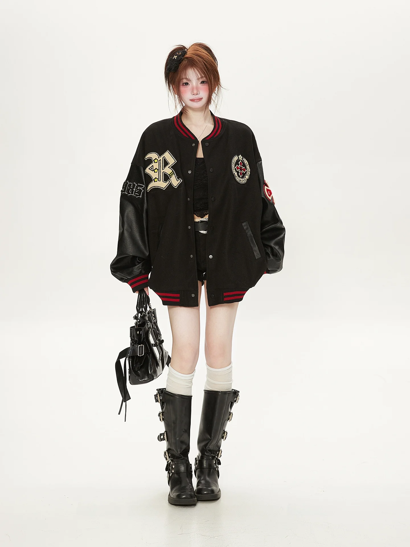 Ретро-американская кожаная бейсбольная куртка в стиле пэчворк для женщин, весенне-осенняя свободная куртка-униформа для пар
Ретро-американская кожаная бейсбольная куртка в стиле пэчворк для женщин, весенне-осенняя свободная куртка-униформа для пар