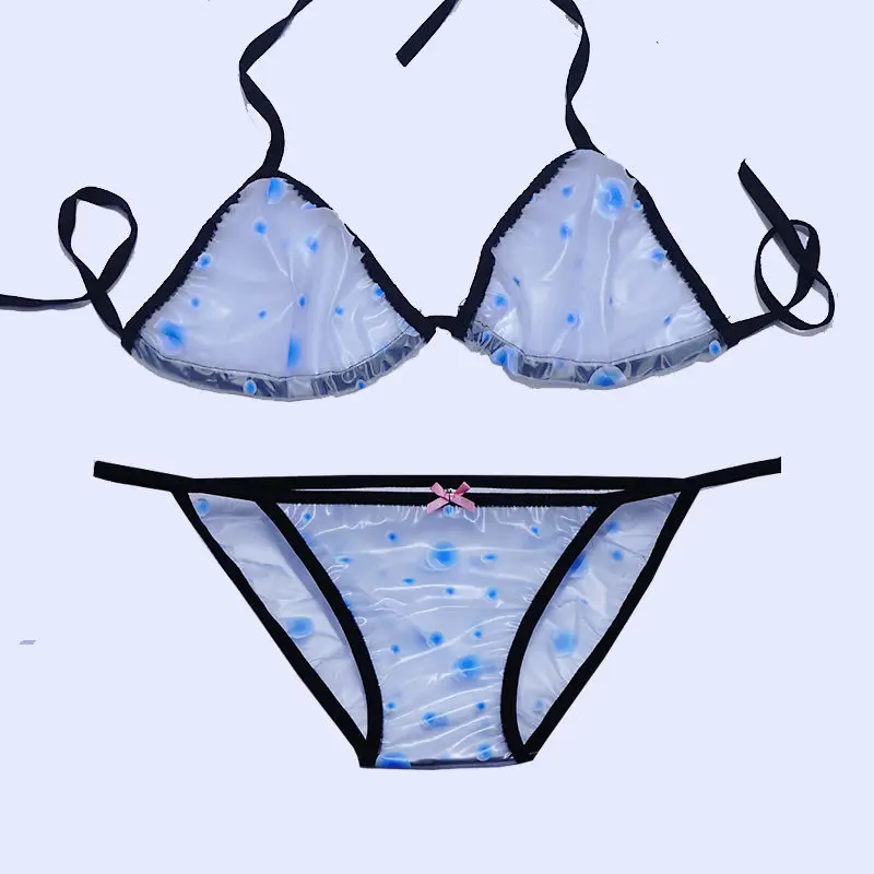 Sexy Thong Transparent Seductive Panties PVC Plastic Glossy Large Dot Halter Separate Bikini Low Waist Leak Proof Underpants
Sexy Thong Transparent Seductive Panties PVC Plastic Glossy Large Dot Halter Separate Bikini Low Waist Leak Proof Underpants