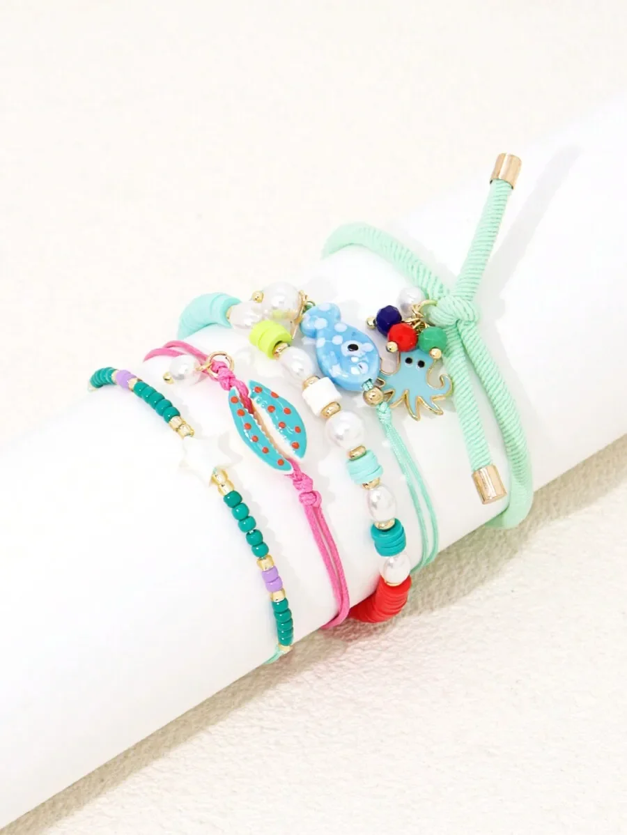 5pcs Tropical Ocean Shell Fish Jellyfish Handmade Multi-Layer Wrap Bracelets For Women Summer Beach Party Jewelry
5pcs Tropical Ocean Shell Fish Jellyfish Handmade Multi-Layer Wrap Bracelets For Women Summer Beach Party Jewelry