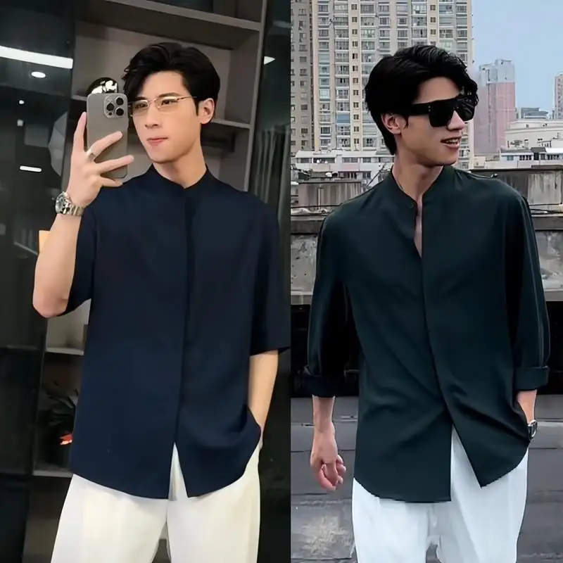 Spring New Large Size Men's Chinese Sle Ice Silk Casual irt Stand Collar Dra Men's Faionable Loose Fit Leisure Pants
Spring New Large Size Men's Chinese Sle Ice Silk Casual irt Stand Collar Dra Men's Faionable Loose Fit Leisure Pants