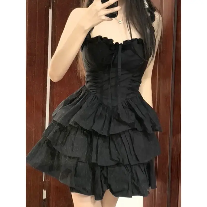 Black Mini Dress Women Spaghetti Strap Goth Streetwear Y2k Summer sleeveless Gothic Vintage Vestidos Sexy Mujer Ball Gown платье
Black Mini Dress Women Spaghetti Strap Goth Streetwear Y2k Summer sleeveless Gothic Vintage Vestidos Sexy Mujer Ball Gown платье