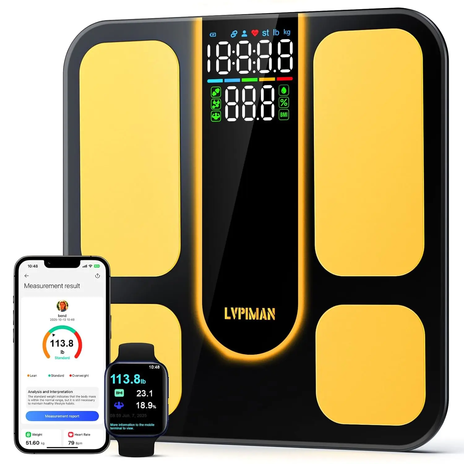 Smart Scale for Body Weight, BMI, Fat, Muscle Mass - Accurate Digital Bathroom Scale with Large Display & App Sync
Smart Scale for Body Weight, BMI, Fat, Muscle Mass - Accurate Digital Bathroom Scale with Large Display & App Sync