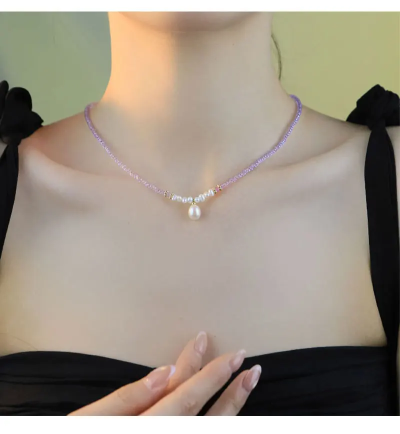 Purple Crystal Natural Freshwater Pearl Pendant Collarbone Chain Necklaces for Women Jewelry Christmas Party Gift
Purple Crystal Natural Freshwater Pearl Pendant Collarbone Chain Necklaces for Women Jewelry Christmas Party Gift