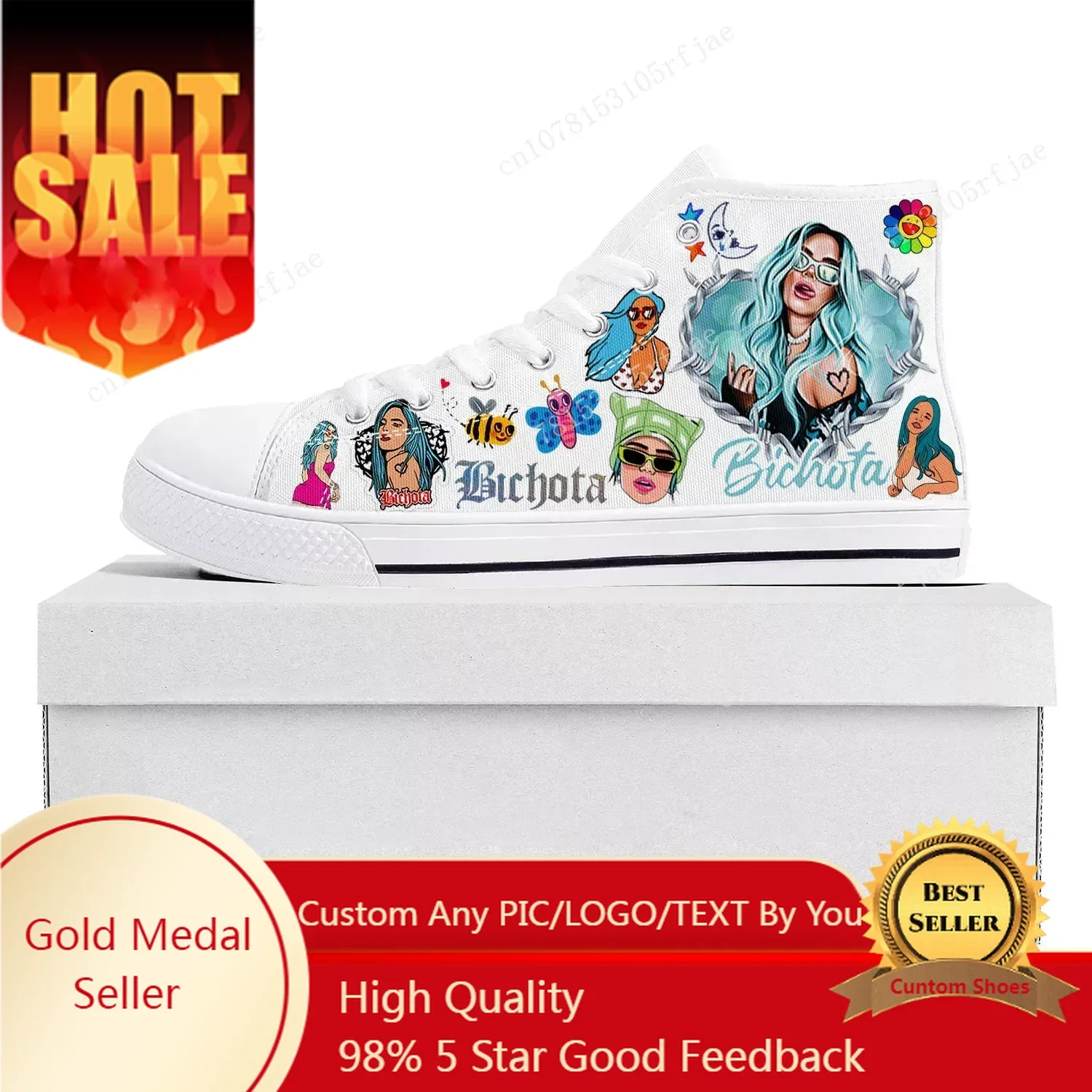 Karol G Bichota High Top High Quality Sneakers Mens Womens Teenager Canvas Sneaker Casual Couple Shoes Custom Made Shoe White
Karol G Bichota High Top High Quality Sneakers Mens Womens Teenager Canvas Sneaker Casual Couple Shoes Custom Made Shoe White