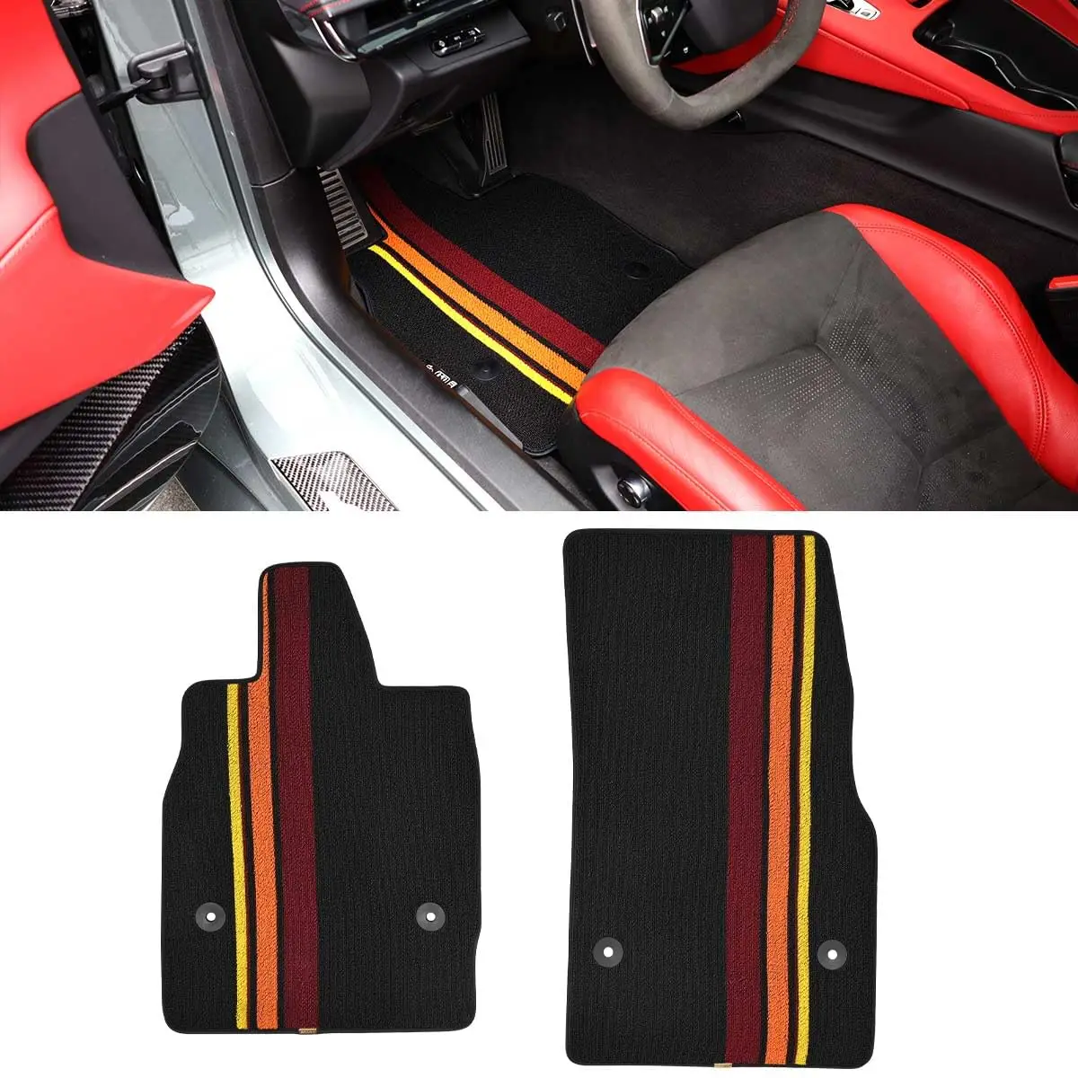 2PCS Black Carpet Floor Mats With Striped Design For C8 Sports Car 2020+ All Weather Anti-Slip TPE Liners
2PCS Black Carpet Floor Mats With Striped Design For C8 Sports Car 2020+ All Weather Anti-Slip TPE Liners