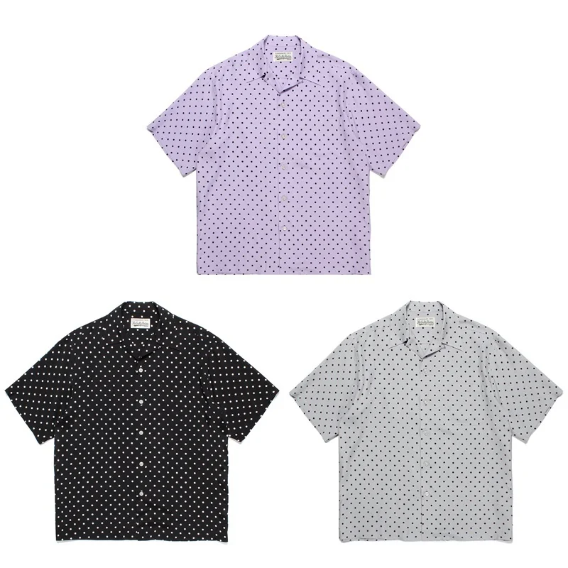 Summer Purple Black Grey WACKO MARIA DOTS OPEN COLLAR SHIRT Dots Glass Ball Mens Womens Hawaii Short Sleeve Shirt
Summer Purple Black Grey WACKO MARIA DOTS OPEN COLLAR SHIRT Dots Glass Ball Mens Womens Hawaii Short Sleeve Shirt