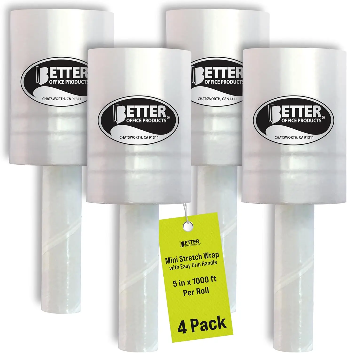 4 Pack Mini Stretch Wrap with Easy Grip Handle, Self-Dispensing, 5 in x 1000 ft, 80 Gauge, for Moving and Shipping
4 Pack Mini Stretch Wrap with Easy Grip Handle, Self-Dispensing, 5 in x 1000 ft, 80 Gauge, for Moving and Shipping