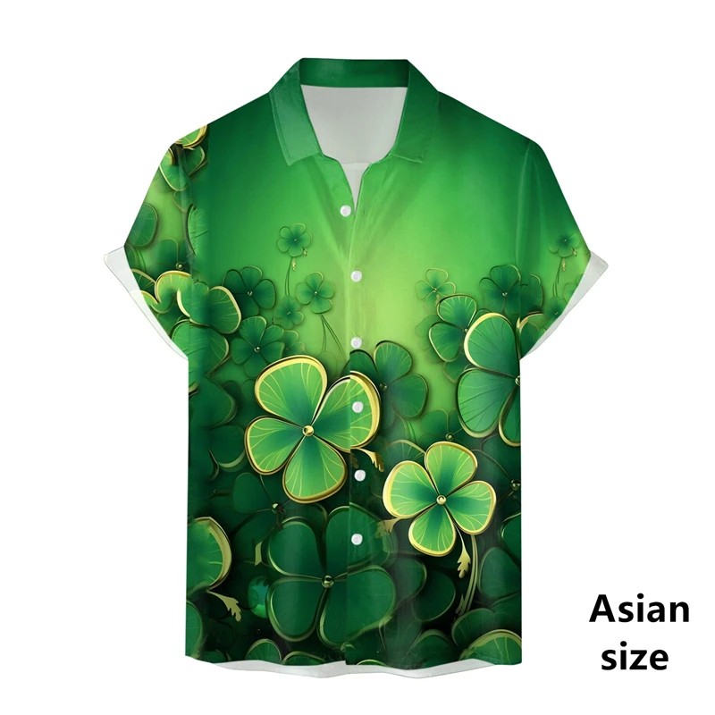 2025 St. Patrick's Day Men Hawaiian Shirts 3D Printing Green Lucky Clover Short Sleeved Shirt Party Unisex Button Lapel Shirts
2025 St. Patrick's Day Men Hawaiian Shirts 3D Printing Green Lucky Clover Short Sleeved Shirt Party Unisex Button Lapel Shirts