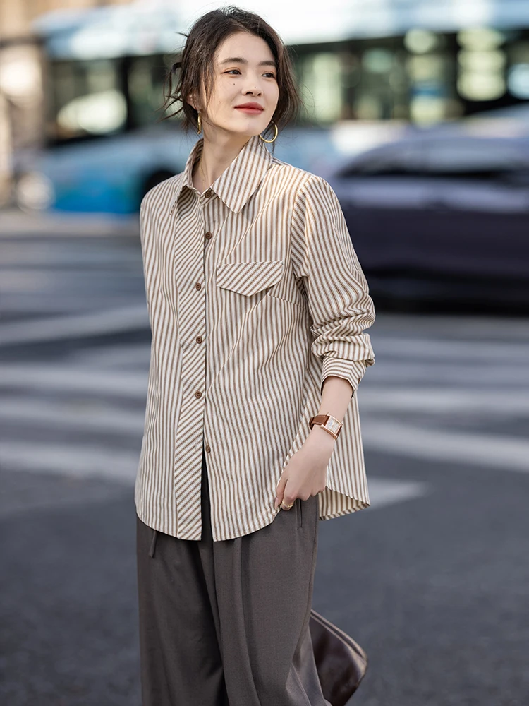 French design-sensual loose striped long-sleeved shirt for women commuting simple temperament top
French design-sensual loose striped long-sleeved shirt for women commuting simple temperament top
