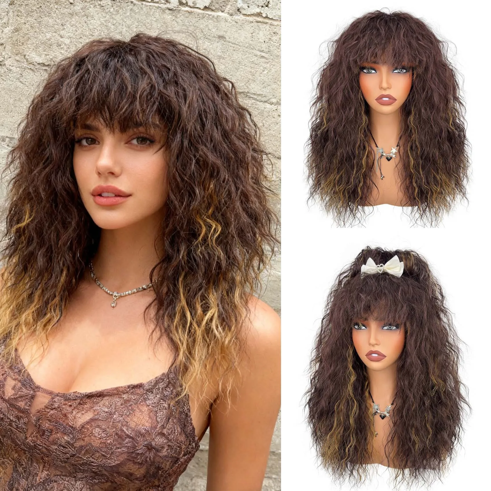 New Arrival Wig Natural Wool Curly Bangs Synthetic Full Head Wig Cap Heat Resistant Fiber Curly Hair Wig for Women Daily Style
New Arrival Wig Natural Wool Curly Bangs Synthetic Full Head Wig Cap Heat Resistant Fiber Curly Hair Wig for Women Daily Style