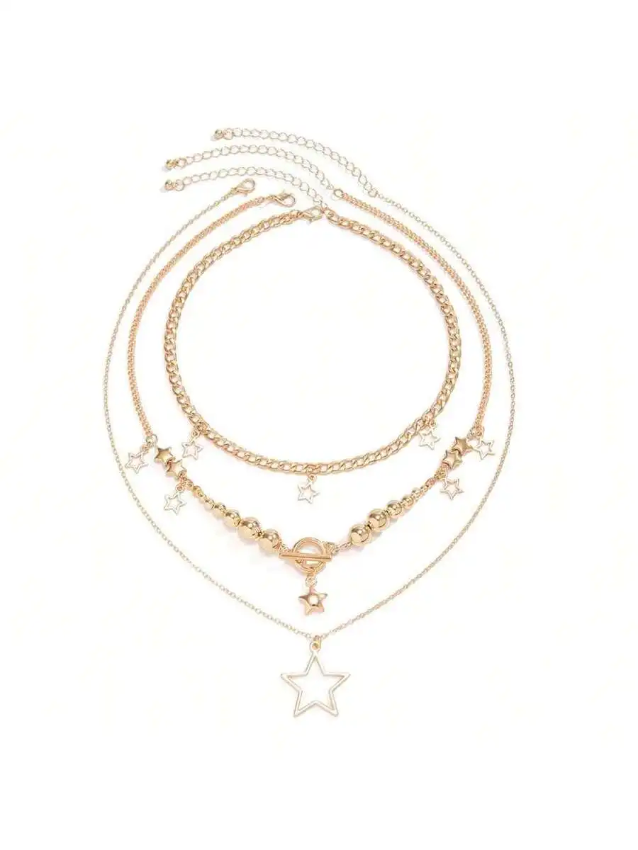 Layered Star Pendant Necklace Set With Toggle Clasp Fashion Jewelry For Women
Layered Star Pendant Necklace Set With Toggle Clasp Fashion Jewelry For Women