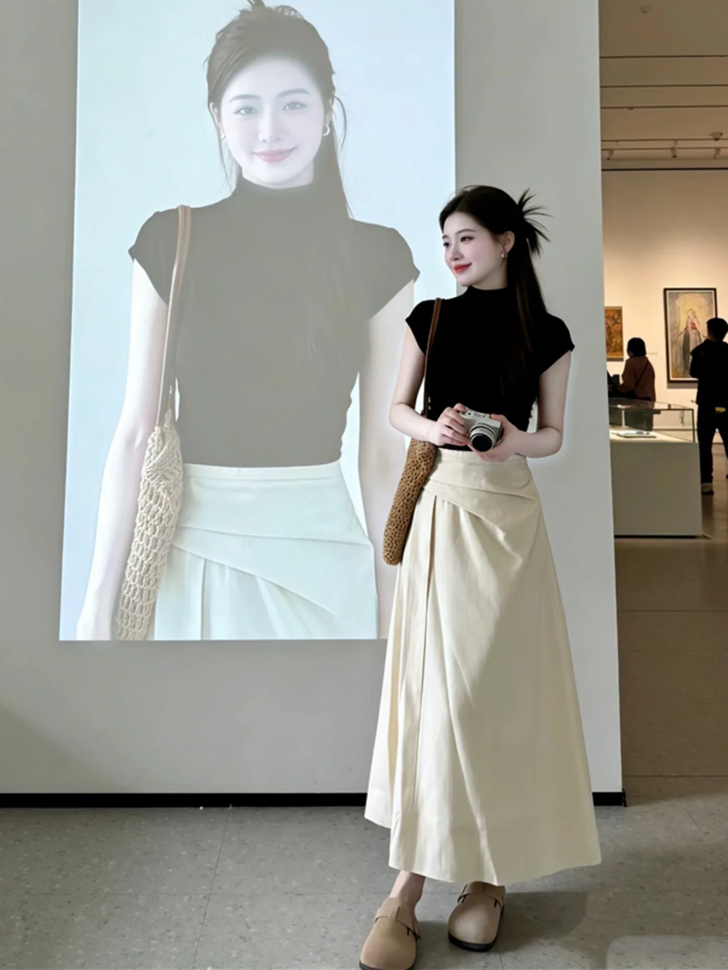 Long A-Line Midi Skirt Women's Korean Style High Waist Cotton Spring Summer Autumn Casual Skirt Set for Pear Shaped Body
Long A-Line Midi Skirt Women's Korean Style High Waist Cotton Spring Summer Autumn Casual Skirt Set for Pear Shaped Body