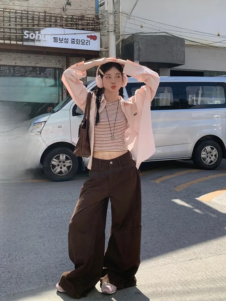 High Waist Wide Leg Denim Workwear Pants Women's Coffee Color Versatile Floor-Length Trousers Spring 2026 New Arrival
High Waist Wide Leg Denim Workwear Pants Women's Coffee Color Versatile Floor-Length Trousers Spring 2026 New Arrival