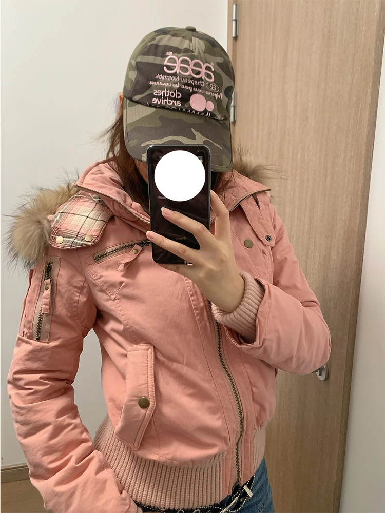 Retro American Pink Detachable Fur Collar Hooded Cotton Jacket Women's Short Style Autumn Winter New Small Size Cotton Clothes
Retro American Pink Detachable Fur Collar Hooded Cotton Jacket Women's Short Style Autumn Winter New Small Size Cotton Clothes