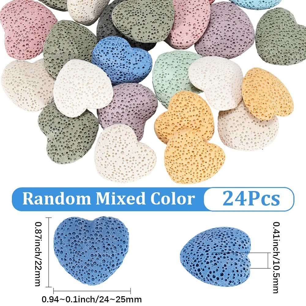 24Pcs Unwaxed Lava Rock Beads for Perfume Essential Oil Beads Aromatherapy Beads Dyed Heart No Hole Mixed Color
24Pcs Unwaxed Lava Rock Beads for Perfume Essential Oil Beads Aromatherapy Beads Dyed Heart No Hole Mixed Color