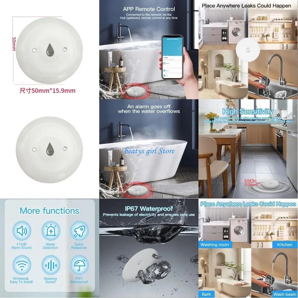 C7AB WiFi Water Sensors Leak Detector Waterproof Flood Water Leakage Alarm App Notifications
C7AB WiFi Water Sensors Leak Detector Waterproof Flood Water Leakage Alarm App Notifications