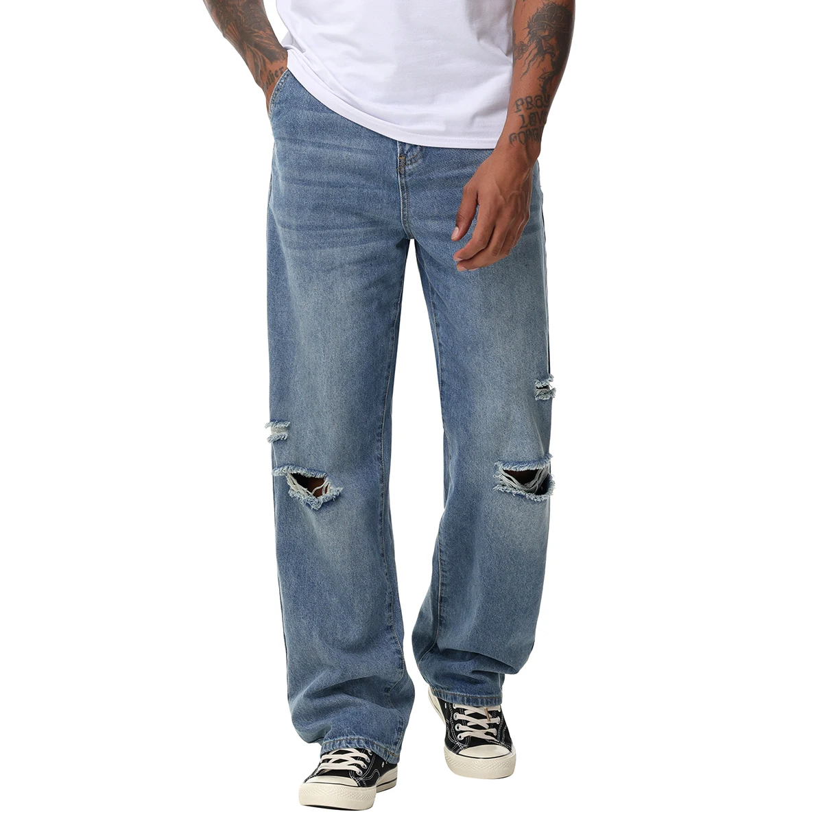 Men's Loose Straight Ripped Jeans Streetwear Denim Pants Casual Baggy Trousers 28-42 Blue Non-Stretch Cotton Vintage
Men's Loose Straight Ripped Jeans Streetwear Denim Pants Casual Baggy Trousers 28-42 Blue Non-Stretch Cotton Vintage