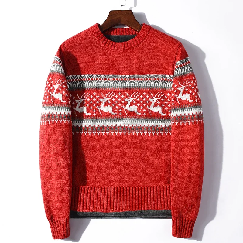 Winter Sweater Male Clothing Thick Fleece Wool Men's Jumpers Pullover Coats Jacquard deer christmas Knitted Sweater Men
Winter Sweater Male Clothing Thick Fleece Wool Men's Jumpers Pullover Coats Jacquard deer christmas Knitted Sweater Men