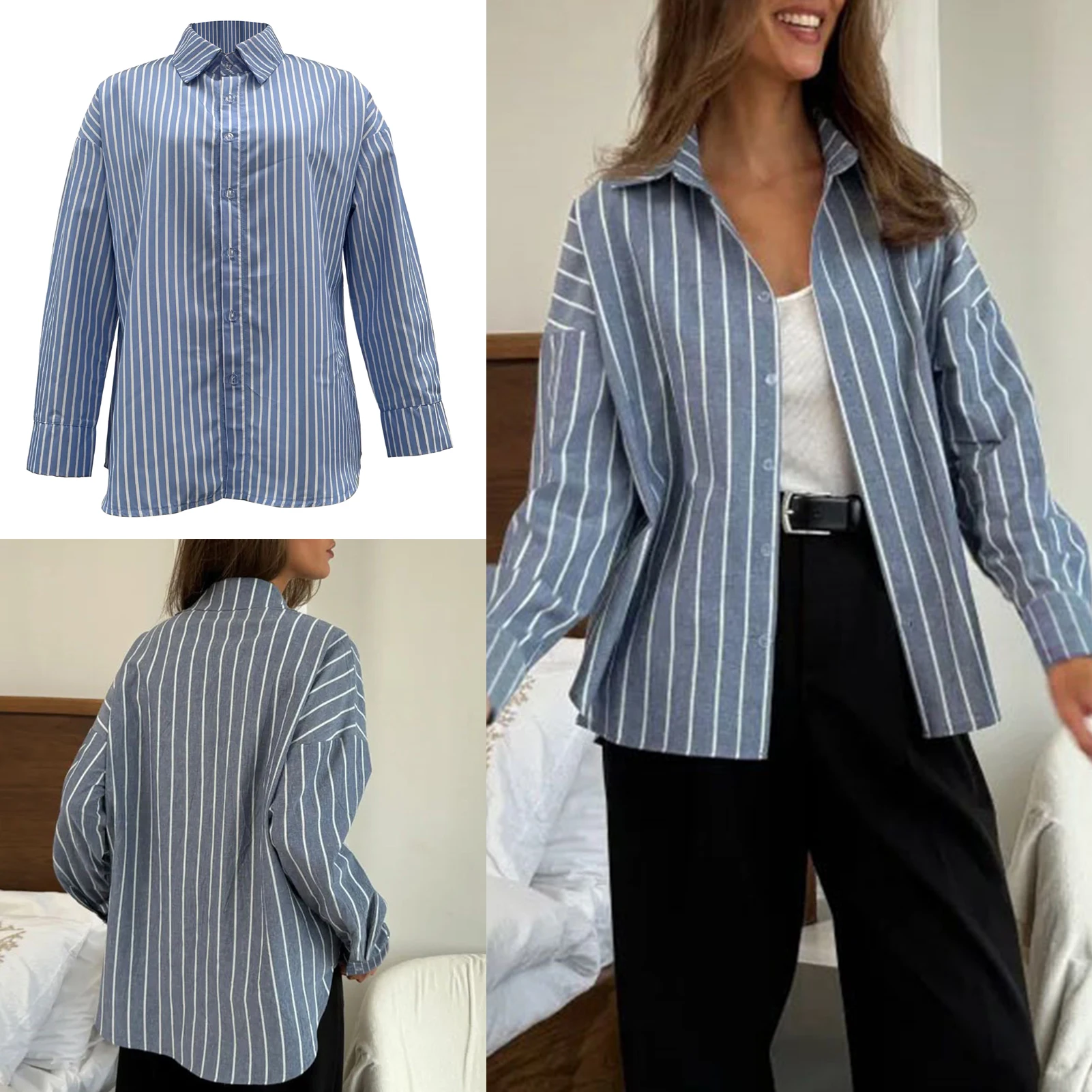 2025 Summer Striped Shirt For Women's Clothing With A Lazy And Long Sleeved Design, Hot Selling Breathable Cardigan
2025 Summer Striped Shirt For Women's Clothing With A Lazy And Long Sleeved Design, Hot Selling Breathable Cardigan