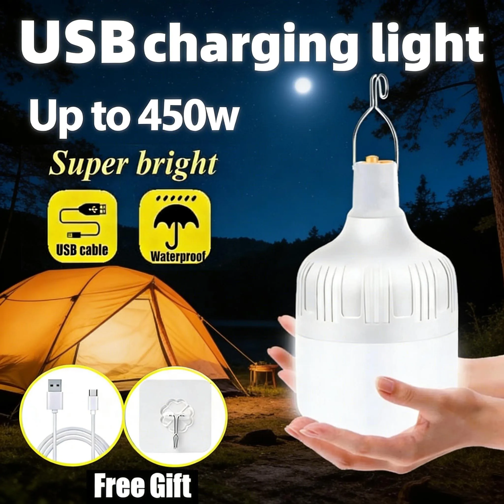 Rechargeable LED Camping Light Camp Rechargeable Emergency USB LED Bulbs Waterproof Energy-saving Bulbs Hanging Work Light Tent
Rechargeable LED Camping Light Camp Rechargeable Emergency USB LED Bulbs Waterproof Energy-saving Bulbs Hanging Work Light Tent