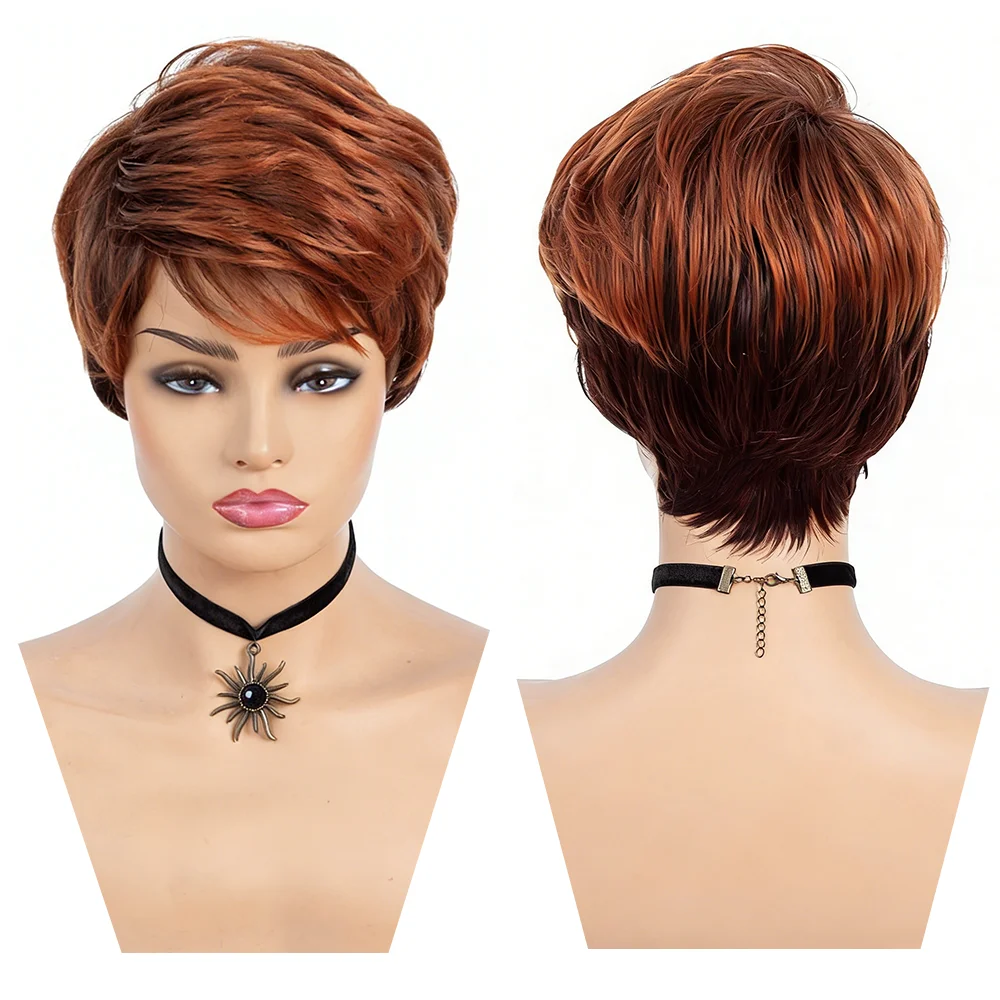 Women Short Curly Wig Ombre Reddish Brown Pixie Cut Wig With Side Bangs Heat Resistant Synthetic Hair For Daily Cosplay Party
Women Short Curly Wig Ombre Reddish Brown Pixie Cut Wig With Side Bangs Heat Resistant Synthetic Hair For Daily Cosplay Party