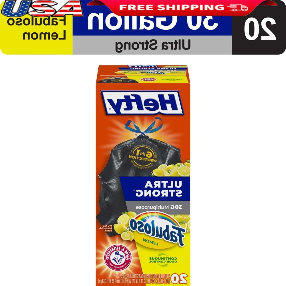 Сверхпрочные мешки для мусора на 30 галлонов с застежкой на шнурке, контроль запаха Fabuloso, аромат лимона, сверхпрочные, герметичные, 20 шт.
Сверхпрочные мешки для мусора на 30 галлонов с застежкой на шнурке, контроль запаха Fabuloso, аромат лимона, сверхпрочные, герметичные, 20 шт.