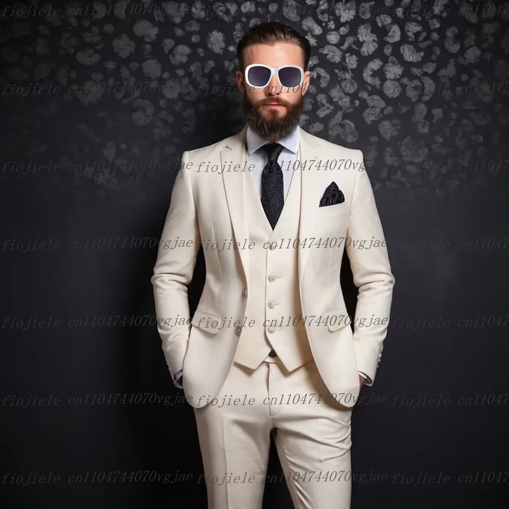 Мужской костюм цвета слоновой кости по индивидуальному заказу, официальный случай, свадьба, вечеринка, жених, жених, деловые мужские смокинги, комплект из 3 предметов, куртка, жилет, брюки
Мужской костюм цвета слоновой кости по индивидуальному заказу, официальный случай, свадьба, вечеринка, жених, жених, деловые мужские смокинги, комплект из 3 предметов, куртка, жилет, брюки