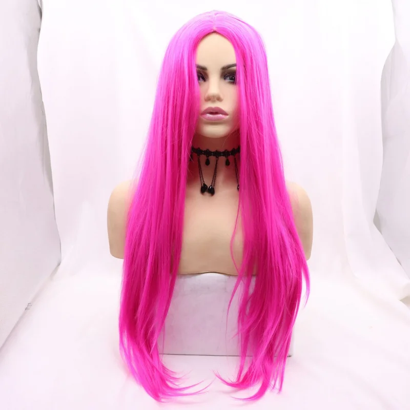 Wig made of high-temperature synthetic fiber, pink color, long straight hair
Wig made of high-temperature synthetic fiber, pink color, long straight hair