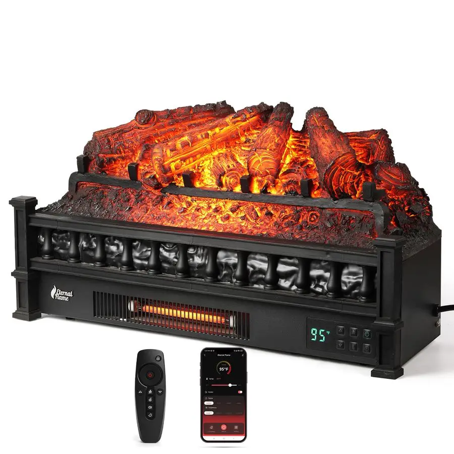 Eternal Flame 26 in. WiFi Infrared Quartz Electric Fireplace Log Heater with Sound Crackling, Realistic Pinewood Logs, Adjustabl
Eternal Flame 26 in. WiFi Infrared Quartz Electric Fireplace Log Heater with Sound Crackling, Realistic Pinewood Logs, Adjustabl