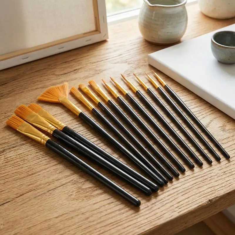 Nylon Paint Brush Set for Artists 12pcs Flat Bristle Watercolor Brushes for Acrylic Oil Canvas Art Supplies for Kids and Adults
Nylon Paint Brush Set for Artists 12pcs Flat Bristle Watercolor Brushes for Acrylic Oil Canvas Art Supplies for Kids and Adults