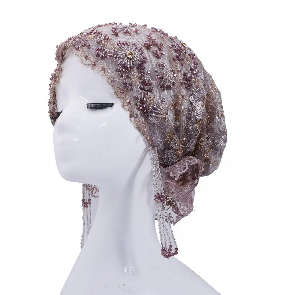 Shiny Beads Turban Hat Flower Embroidery Long Tassel Indian Headscarf Scalloped Edge Sheer Mesh Beaded Bonnet Fashion Ladies
Shiny Beads Turban Hat Flower Embroidery Long Tassel Indian Headscarf Scalloped Edge Sheer Mesh Beaded Bonnet Fashion Ladies