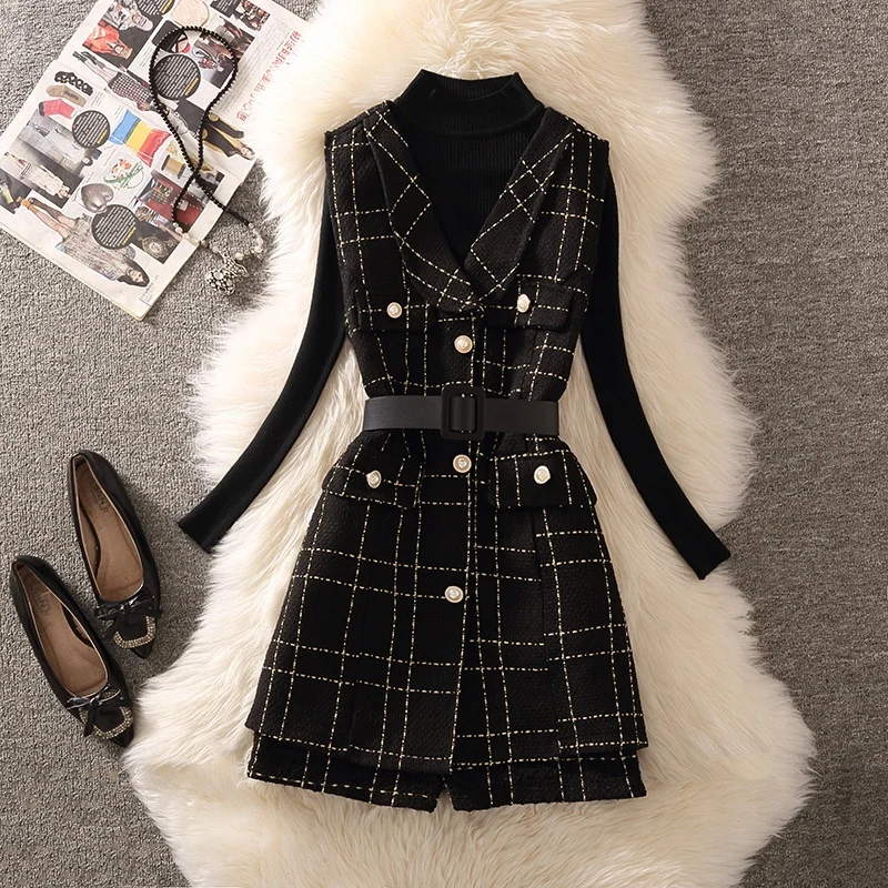 Elegant Plaid Woolen Vest And Pants Set Women's Spring Fashion Three-Piece Suit Turn-down Collar Long Sleeve Base Shirt Shorts
Elegant Plaid Woolen Vest And Pants Set Women's Spring Fashion Three-Piece Suit Turn-down Collar Long Sleeve Base Shirt Shorts
