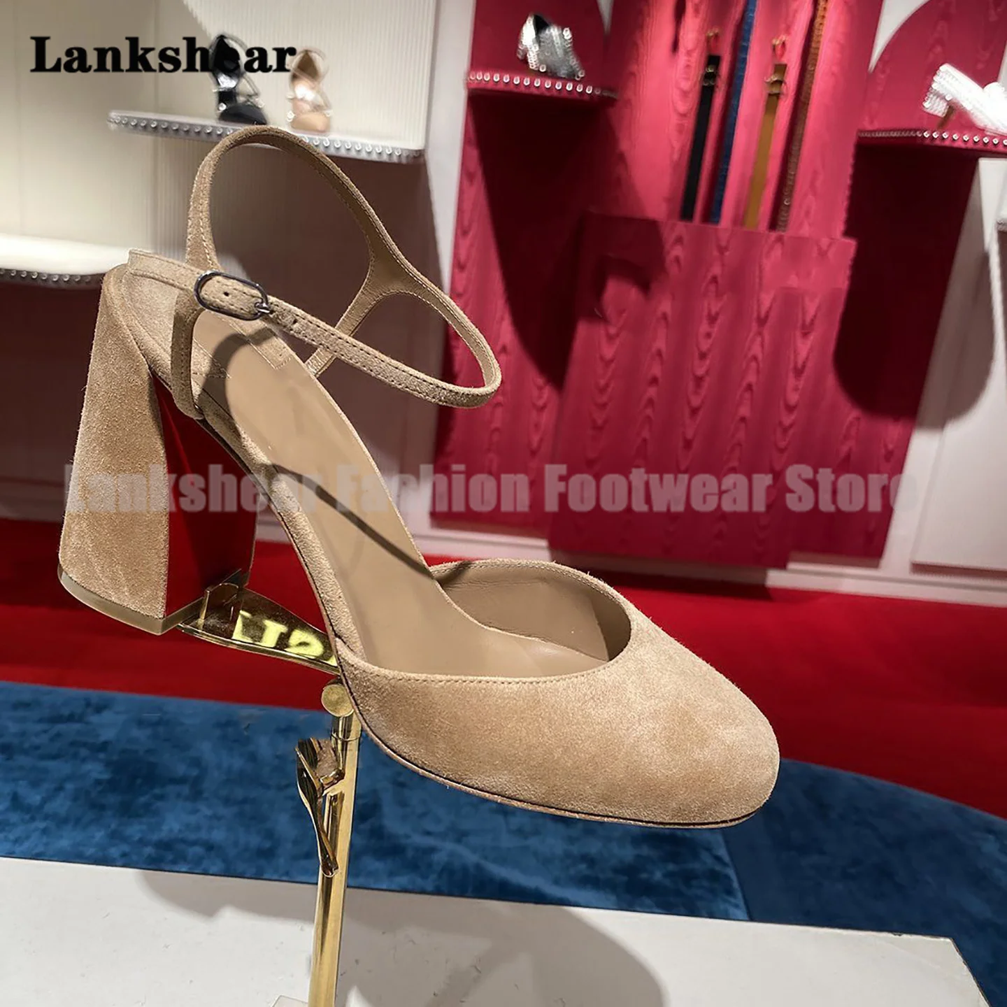 Khaki Suede Mary Janes Chunky Heel Red Sole Shallow Mouth Single Shoes Women Shoes Summer Round Toe Sandalias De Mujer Verano
Khaki Suede Mary Janes Chunky Heel Red Sole Shallow Mouth Single Shoes Women Shoes Summer Round Toe Sandalias De Mujer Verano