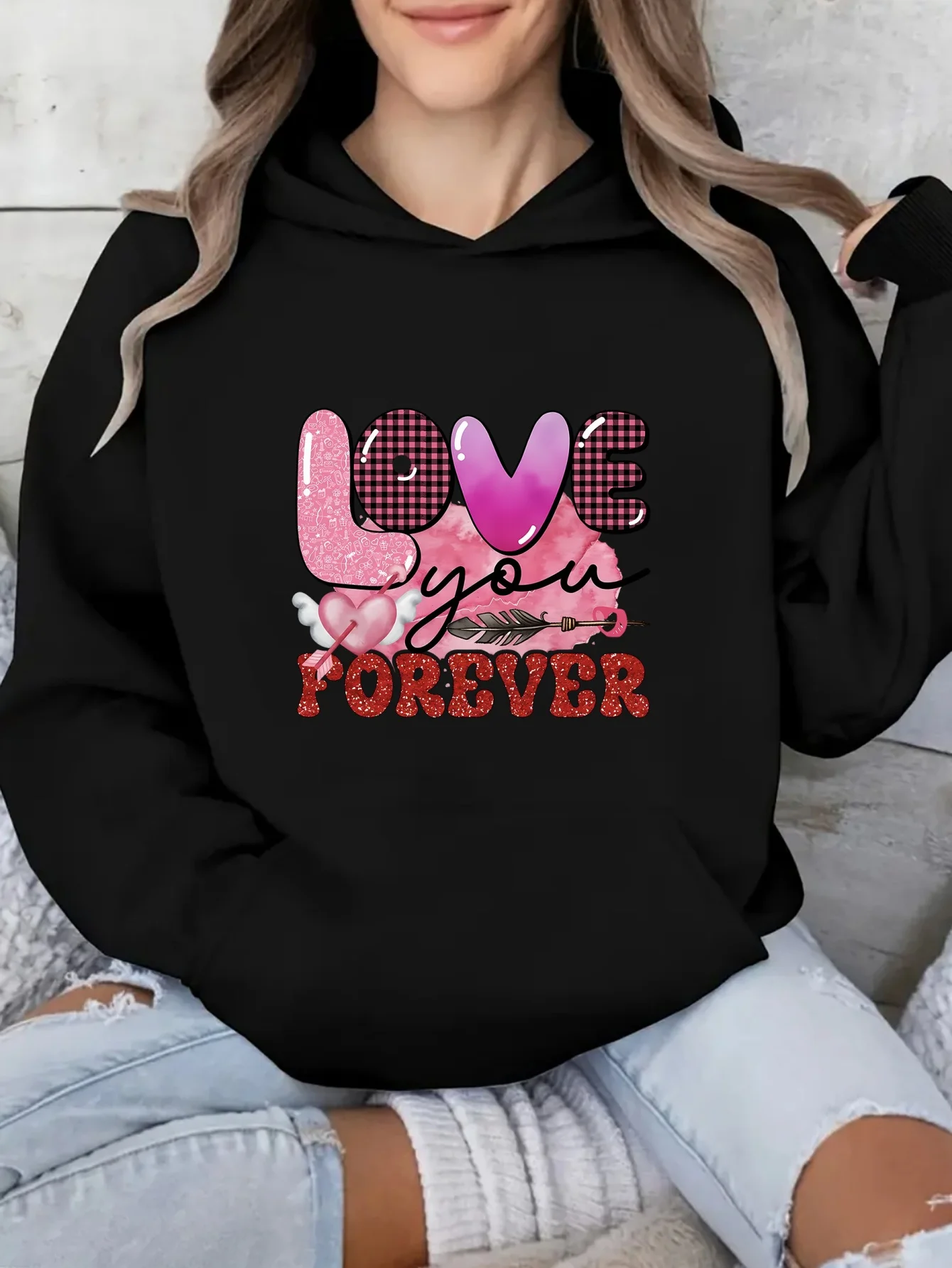 Women's Cozy Valentine's Day Hoodie - "love You Forever" Heart & Plaid Design, Soft with Front Pocket,casual Long Sleeve
Women's Cozy Valentine's Day Hoodie - "love You Forever" Heart & Plaid Design, Soft with Front Pocket,casual Long Sleeve