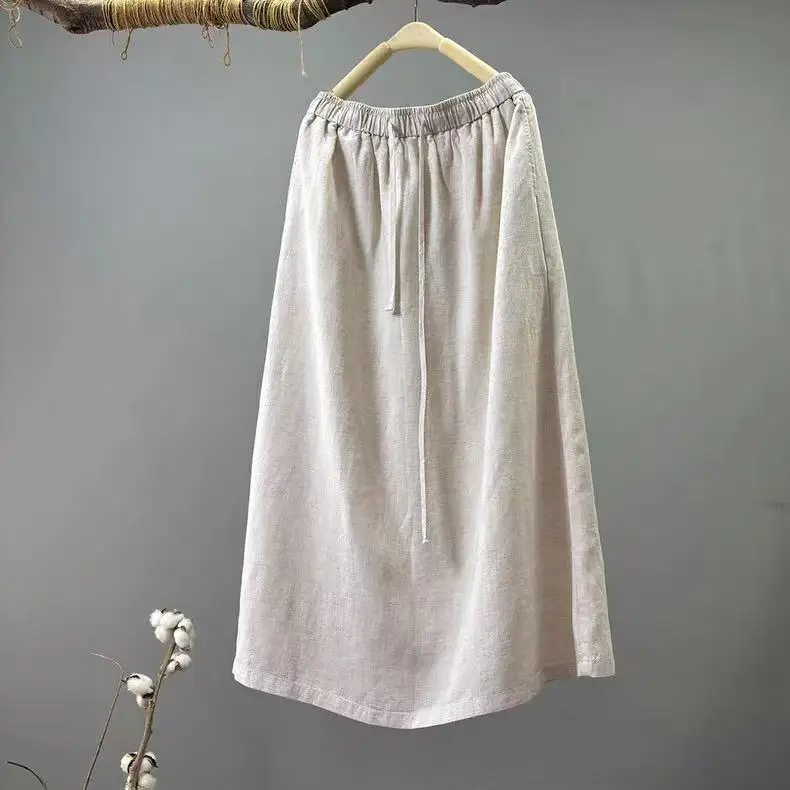 Summer skirt Korean popular women's clothes Japanese style 30% linen elastic waist solid long skirt vintage clothing
Summer skirt Korean popular women's clothes Japanese style 30% linen elastic waist solid long skirt vintage clothing