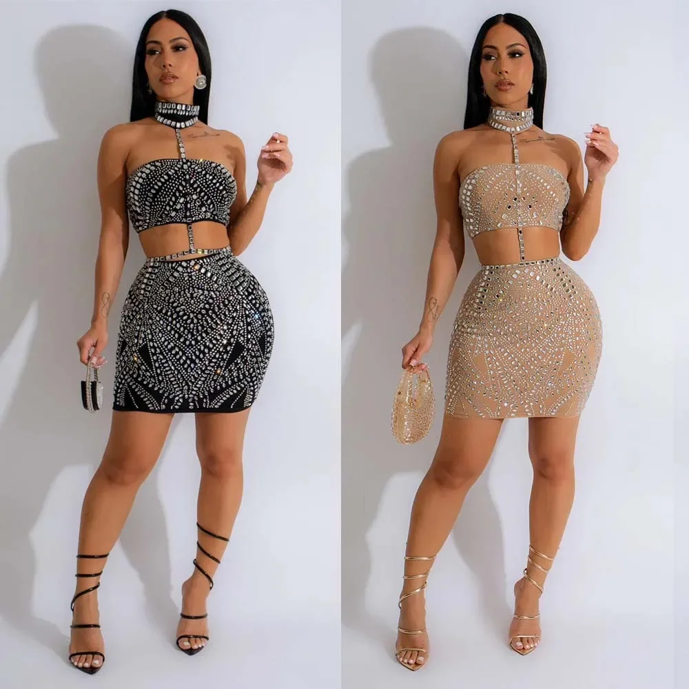 Rhinestone Dress 2 Piece Skirt Sets Mini Elegant Luxury Dress 2024 Summer Clothes Sexy Club Outfit Two Piece Skirt Sets
Rhinestone Dress 2 Piece Skirt Sets Mini Elegant Luxury Dress 2024 Summer Clothes Sexy Club Outfit Two Piece Skirt Sets