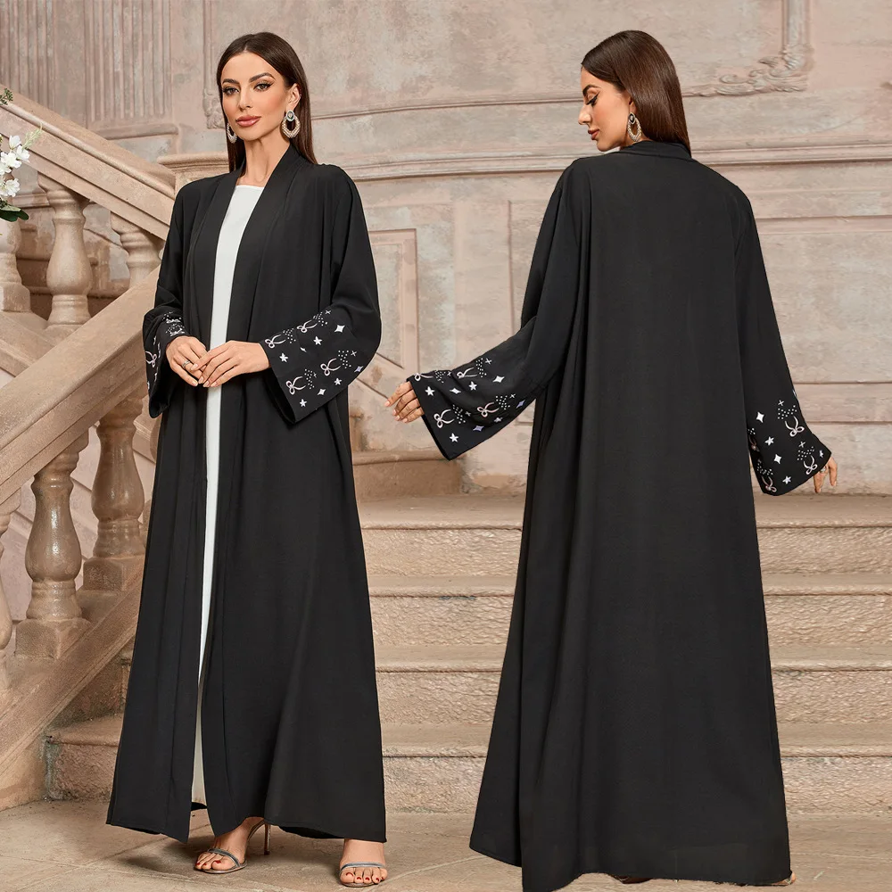 Ид мусульманские женские платья кардиган с вышивкой халат Джалабия Рамадан Дубай ислам 2025 Vestidos вечерние открытые абайи марокканский кафтан 
Ид мусульманские женские платья кардиган с вышивкой халат Джалабия Рамадан Дубай ислам 2025 Vestidos вечерние открытые абайи марокканский кафтан