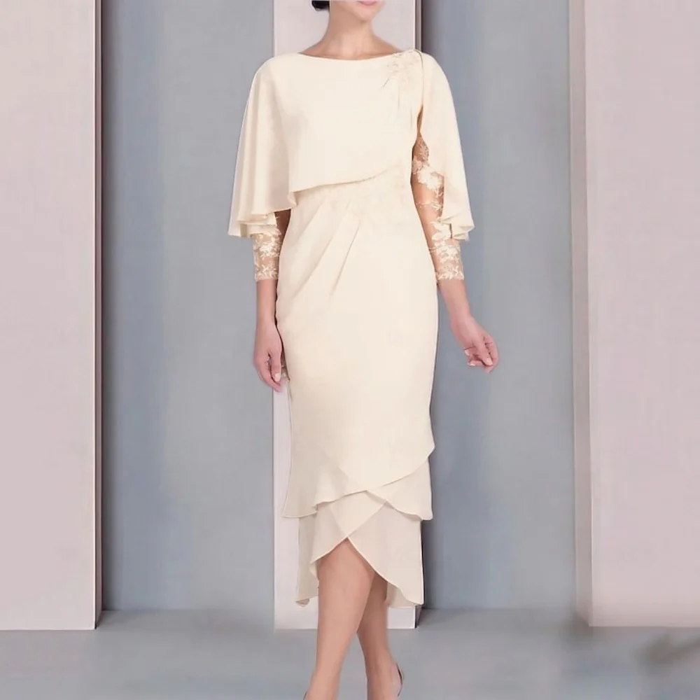 Mother Dresses Elegant Customized Mid-calf Length Bride Party Dress Mermaid Lace Occasion Gown Chiffon robes invitée mariage
Mother Dresses Elegant Customized Mid-calf Length Bride Party Dress Mermaid Lace Occasion Gown Chiffon robes invitée mariage