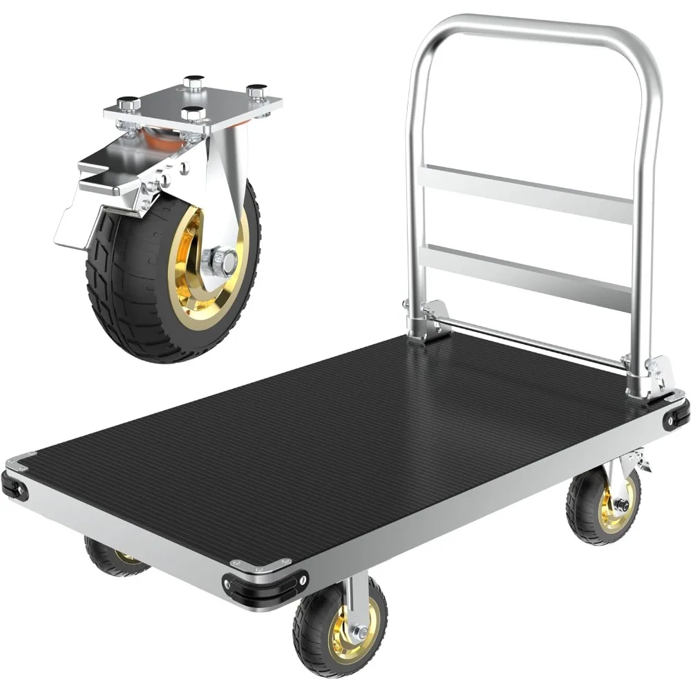 2MM Thicked Steel Flat Cart With 6'' Swivel Brake Wheels Wagon Table Platform Truck Camping Trolley Garden Wheelbarrow Staircart
2MM Thicked Steel Flat Cart With 6'' Swivel Brake Wheels Wagon Table Platform Truck Camping Trolley Garden Wheelbarrow Staircart