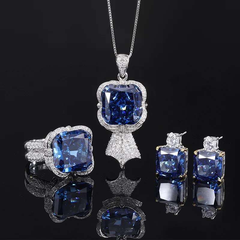 Jewelry S925 Silver High Carbon Diamond Royal Blue Square Elegant Luxurious Set Main Stone 14*14-10*10
Jewelry S925 Silver High Carbon Diamond Royal Blue Square Elegant Luxurious Set Main Stone 14*14-10*10
