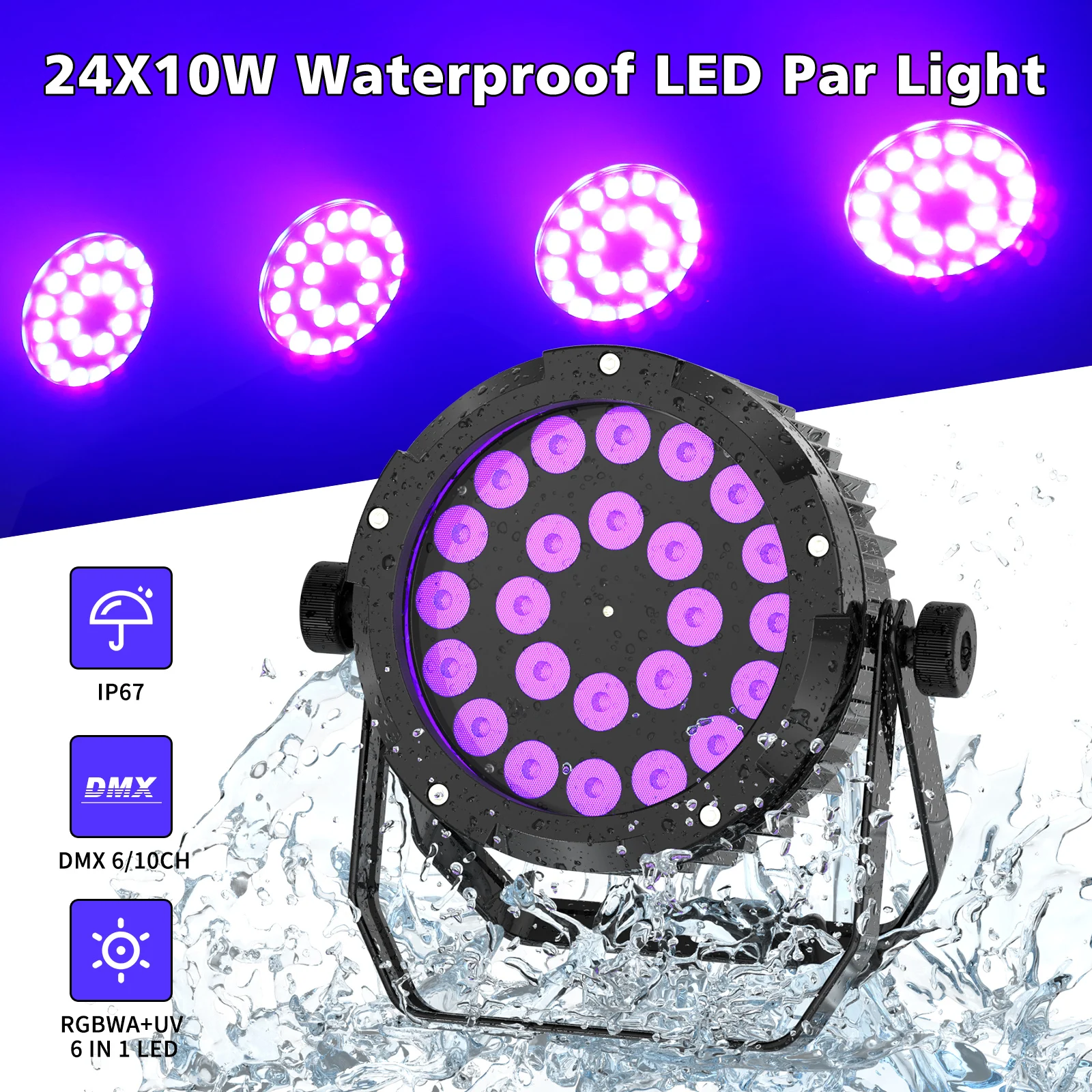 Fieryzeal IP65 Waterproof LED Par Light 24x10W 6in1 RGBWA+UV Par Light DMX512 Stage Light for DJ Disco Hall Party Bar Wedding
Fieryzeal IP65 Waterproof LED Par Light 24x10W 6in1 RGBWA+UV Par Light DMX512 Stage Light for DJ Disco Hall Party Bar Wedding