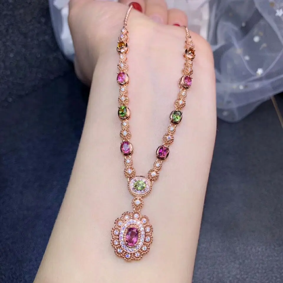 MeiBaPJ Luxurious Natural Tourmaline Pendant Necklace with Certificate 925 Pure Silver Fine Charm Jewelry for Women
MeiBaPJ Luxurious Natural Tourmaline Pendant Necklace with Certificate 925 Pure Silver Fine Charm Jewelry for Women