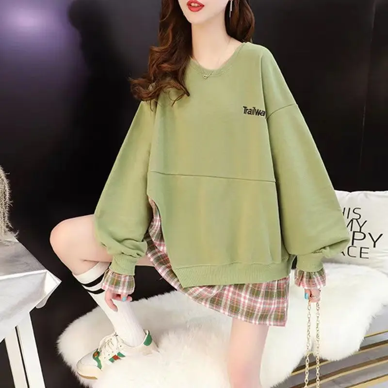 Mid Length Top Fake Two Pieces Patchwork Sweatshirts Female 2024 New Korean Spring Autumn Casual Loose Oversized Plaid Pullovers
Mid Length Top Fake Two Pieces Patchwork Sweatshirts Female 2024 New Korean Spring Autumn Casual Loose Oversized Plaid Pullovers