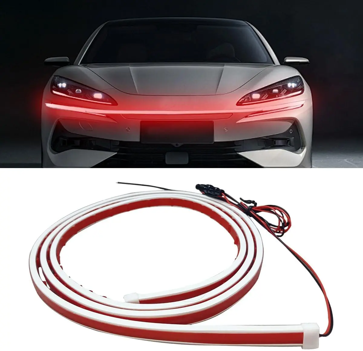 Dynamic Scan LED Hood Strip, 71in Flexible Waterproof Daytime Running Light for Cars Trucks SUVs, Red
Dynamic Scan LED Hood Strip, 71in Flexible Waterproof Daytime Running Light for Cars Trucks SUVs, Red