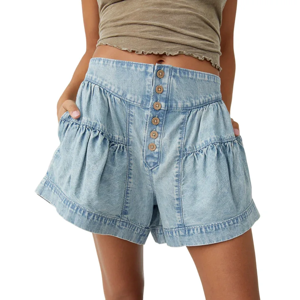 2025 Summer Vintage Women Ruffle Denim Shorts Elegant Chic Single Breasted Wide Leg Shorts Retro Short Jeans Streetwear
2025 Summer Vintage Women Ruffle Denim Shorts Elegant Chic Single Breasted Wide Leg Shorts Retro Short Jeans Streetwear