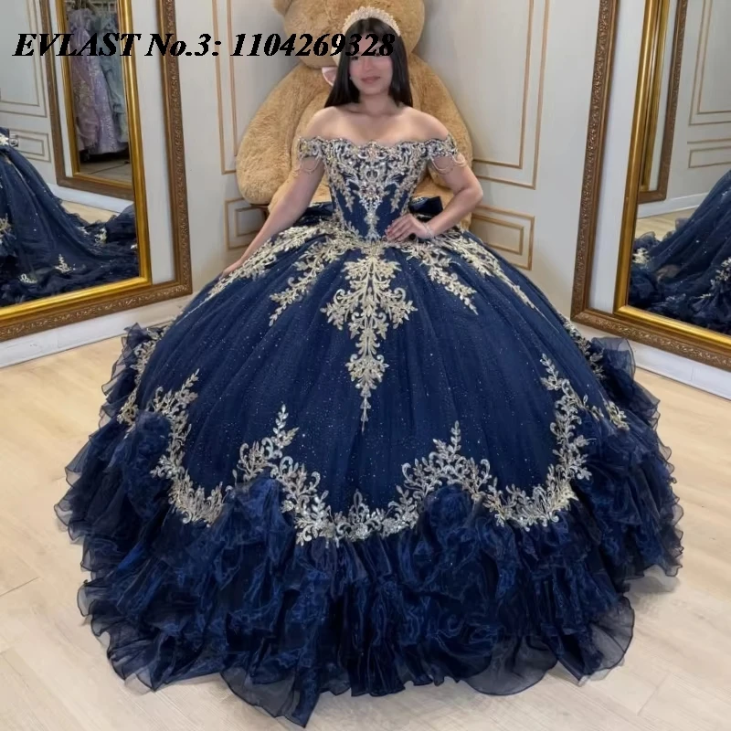 EVLAST Customized Shiny Navy Blue Ball Gown Quinceanera Dress Gold Lace Applique Beading Sweet 16 Vestidos 15 De XV Años E3Q921
EVLAST Customized Shiny Navy Blue Ball Gown Quinceanera Dress Gold Lace Applique Beading Sweet 16 Vestidos 15 De XV Años E3Q921